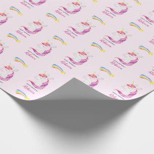 Regalo Papel de envolver unicornio (arcoiris acuarela)