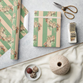 Regalo Papel de envolver verde y marrón temática de oso d