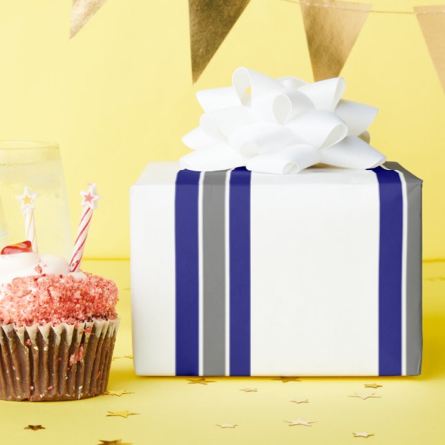 Regalo Papel de envolvimiento a rayas ultramarinas, azule (Fiesta de cumpleaños )