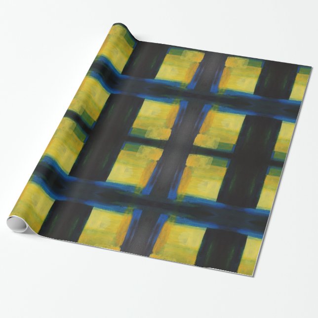 Regalo Papel de envolvimiento amarillo azul "Motion", 30  (Desenrollado)
