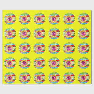 Regalo Papel de envolvimiento amarillo con ornamento mult