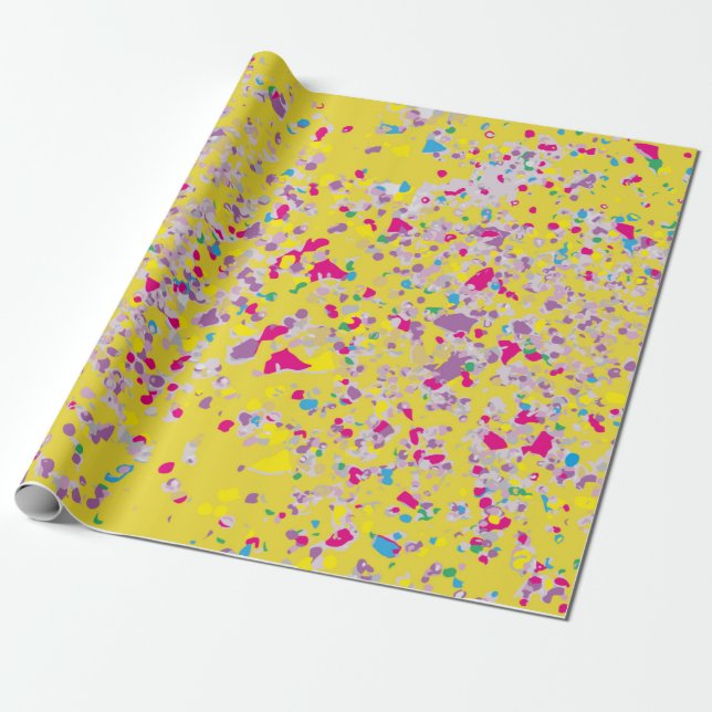 Regalo Papel de envolvimiento amarillo confetti (Desenrollado)