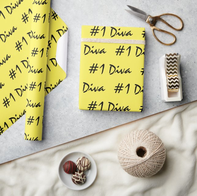 Regalo Papel de envolvimiento amarillo de la Diva 1 (Artesanía)