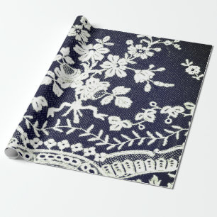 Regalo Papel de envolvimiento ANTIGÜEDAD LACE NEGRO Y BLA