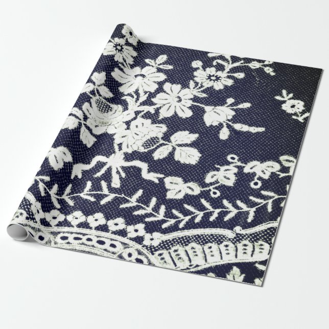 Regalo Papel de envolvimiento ANTIGÜEDAD LACE NEGRO Y BLA (Desenrollado)