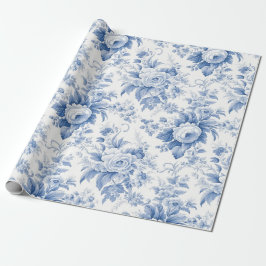 Regalo Papel de envolvimiento azul del inodoro floral fra