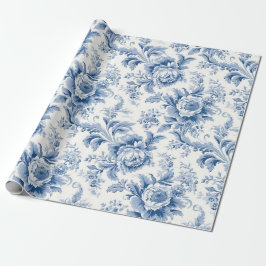 Regalo Papel de envolvimiento azul del inodoro floral fra
