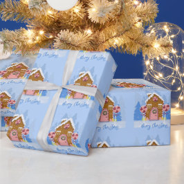 Regalo Papel de envolvimiento azul del patrón de la casa 