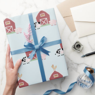 Regalo Papel de envolvimiento azul para granjas y patrón 