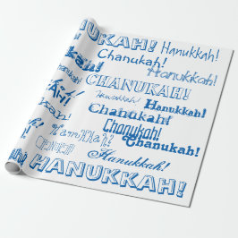 Regalo Papel de envolvimiento azul y blanco Chanukah O' H