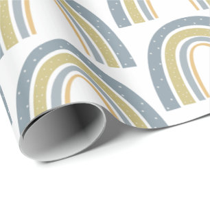 Regalo Papel de envolvimiento Baby Shower azul arcoiris b