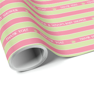 Regalo Papel de envolvimiento Baby Shower de rayas verdes