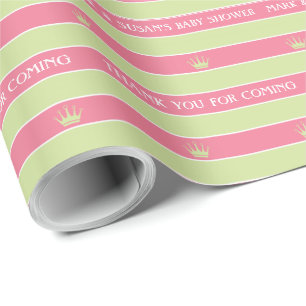Regalo Papel de envolvimiento Baby Shower de rayas verdes