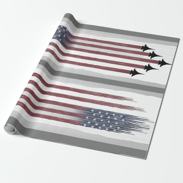 Regalo Papel de envolvimiento Bandera americana Aviones D (Desenrollado)