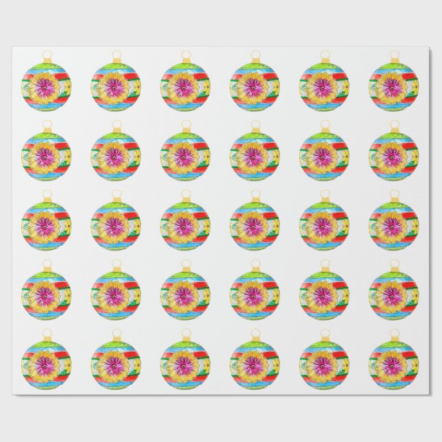 Regalo Papel de envolvimiento blanco con ornamento multic (Superficie plana)