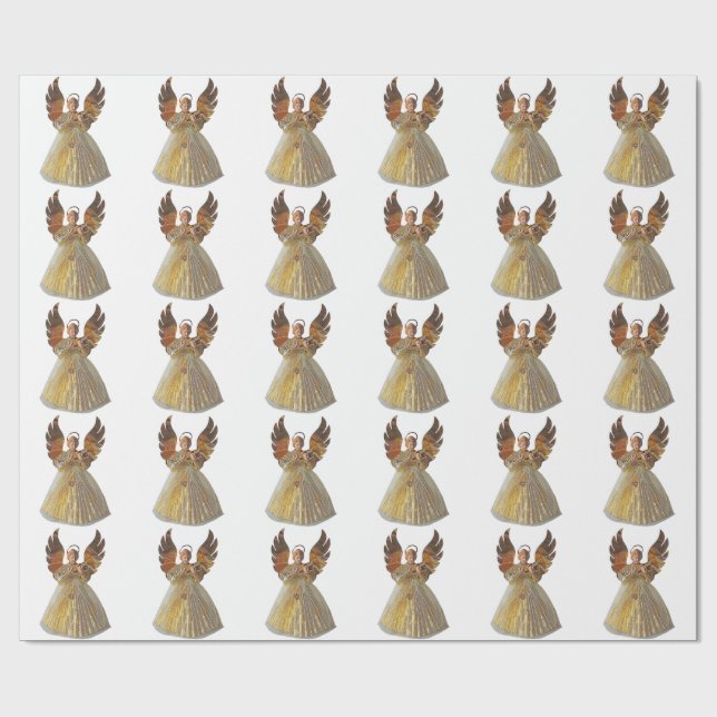 Regalo Papel de envolvimiento blanco de Angel de Oro (Superficie plana)