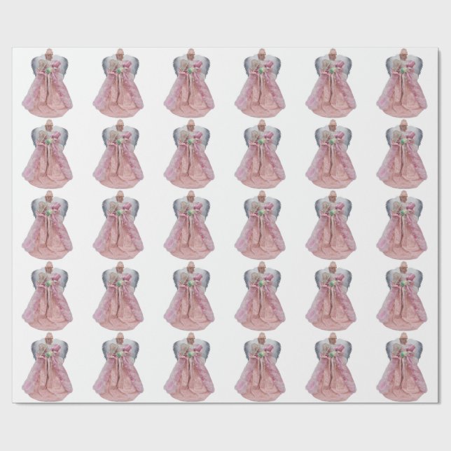 Regalo Papel de envolvimiento blanco de Angel rosa (Superficie plana)