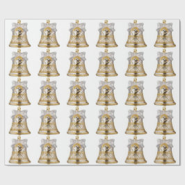 Regalo Papel de envolvimiento blanco de la Campana dorada