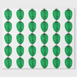 Regalo Papel de envolvimiento blanco de la pinecona verde