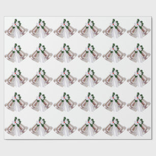 Regalo Papel de envolvimiento blanco de las campanas plat