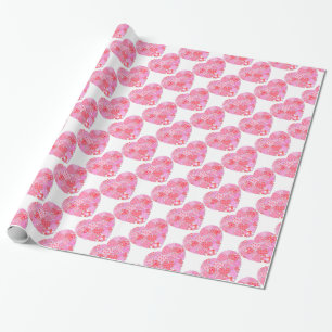 Regalo Papel de envolvimiento blanco de los corazones de