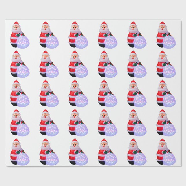 Regalo Papel de envolvimiento blanco de Santa Claus (Superficie plana)
