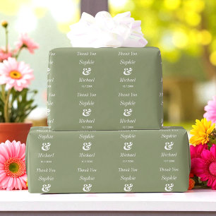 Regalo Papel de envolvimiento blanco verde para boda novi