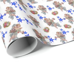 Regalo Papel de envolvimiento brillante Angel Blue Stars