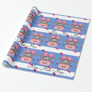 Regalo Papel de envolvimiento brillante, azul Moo de vaca