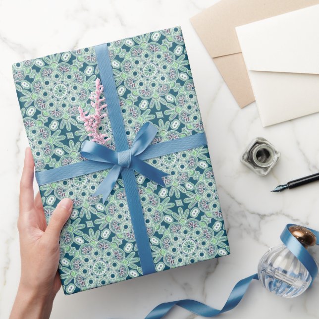 Regalo Papel de envolvimiento brillante boho verde (Regalar)