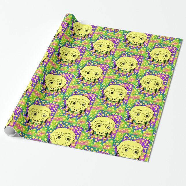 Regalo Papel de envolvimiento brillante, corazón amarillo (Desenrollado)