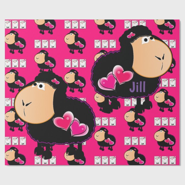 Regalo Papel de envolvimiento brillante, corazones rosado (Superficie plana)