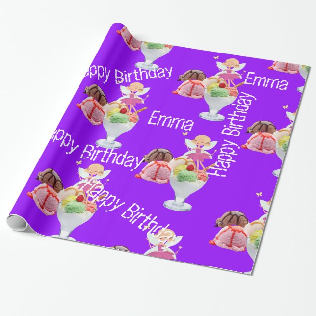 Regalo Papel de envolvimiento brillante, cumpleaños feliz (Desenrollado)