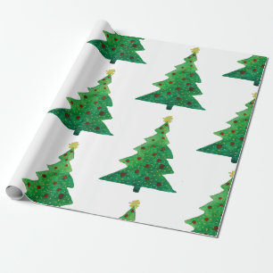 Regalo Papel de envolvimiento brillante de árboles de Nav