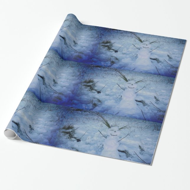 Regalo Papel de envolvimiento brillante de foto de Snowma (Desenrollado)