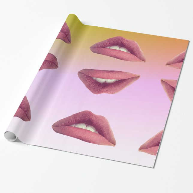 Regalo Papel de envolvimiento brillante de los labios, 30 (Desenrollado)