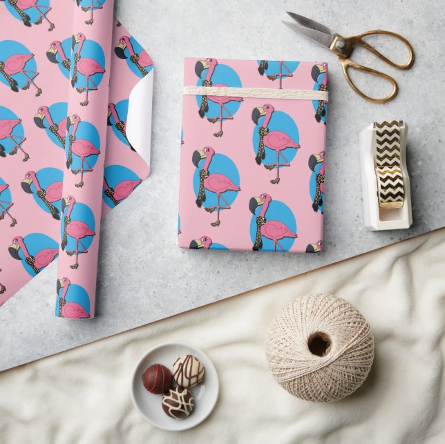 Regalo Papel de envolvimiento brillante Flamingo de 30" x (Artesanía)