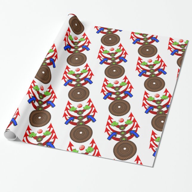 Regalo Papel de envolvimiento brillante, flechas de rollo (Desenrollado)