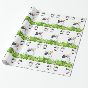 Regalo Papel de envolvimiento brillante, floral de oveja