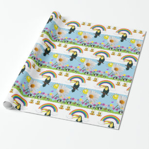 Regalo Papel de envolvimiento brillante, loros arcoiris c
