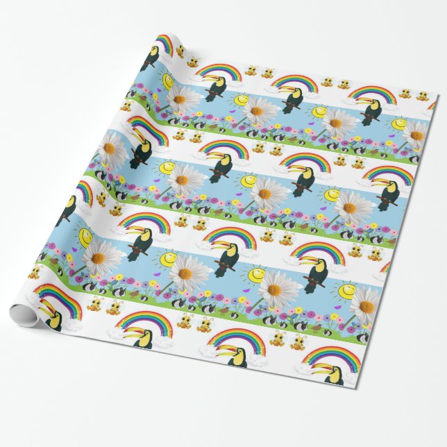 Regalo Papel de envolvimiento brillante, loros arcoiris c (Desenrollado)