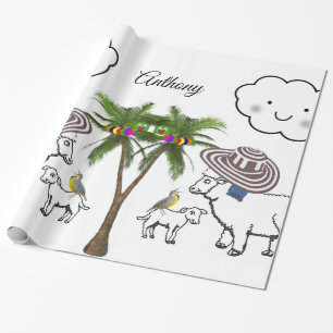 Regalo Papel de envolvimiento brillante, nubes de palmera