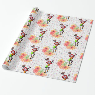Regalo Papel de envolvimiento brillante, patinaje floral