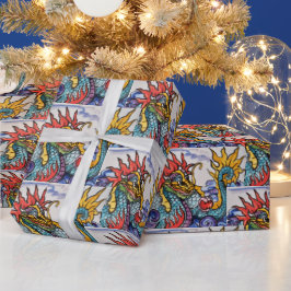 Regalo Papel de envolvimiento colorido de arte de dragón 