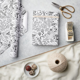 Regalo Papel de envolvimiento con patrón de doodle de ave