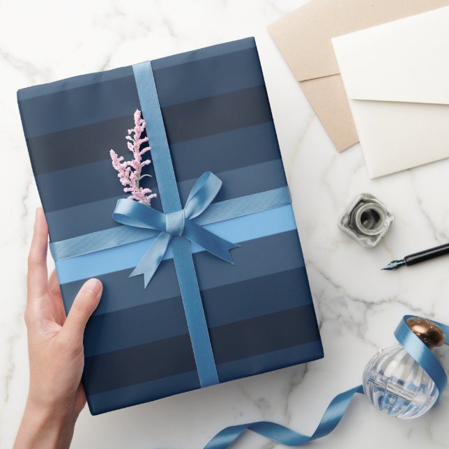 Regalo Papel de envolvimiento con rayas azul índigo (Regalar)