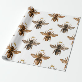 Regalo Papel de envolvimiento de abeja blanca y dorada