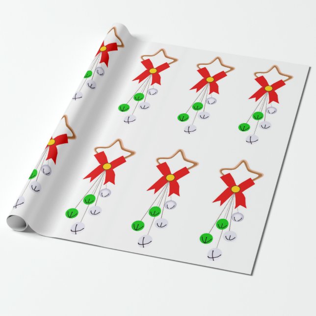 Regalo Papel de envolvimiento de adornos de Navidad verde (Desenrollado)