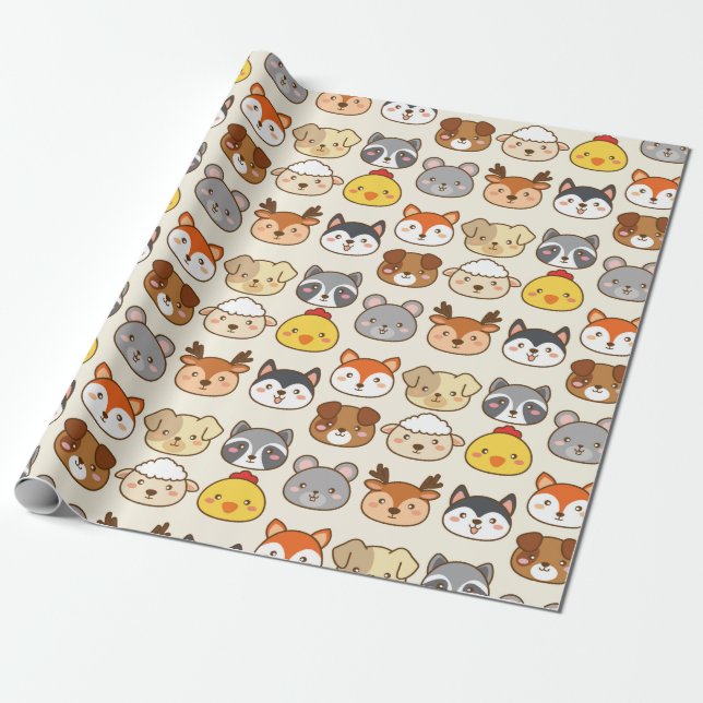 Regalo Papel de envolvimiento de animales (Desenrollado)
