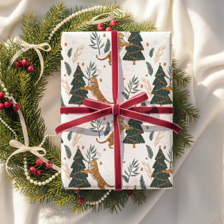 Regalo Papel de envolvimiento de árbol de navidad de tigr